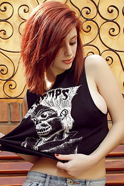 Tangerine In Sexy Jeans Shorts